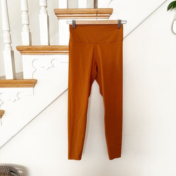 Nike Dri-Fit Rust Orange High Waisted Leggings Performance Wear Size S Small - Picture 1 of 8